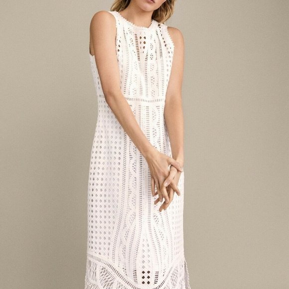 white cotton crochet dress